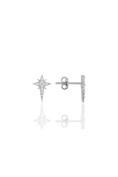 Silver Rhodium Zircon Stone Polar Star Earrings Sgtl11482Rodaj