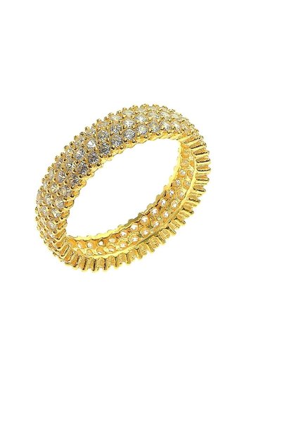 Women's Gold Color Full Eternity Three-Row Zircon Stone Ring SGTL5735