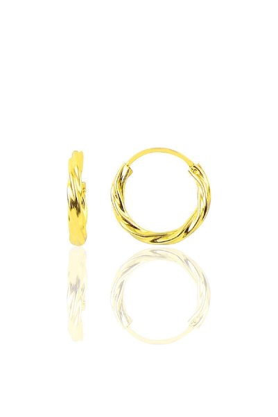 Silver Gold Plated 16 mm Twisted Hoop Earrings Sgtl10575gold