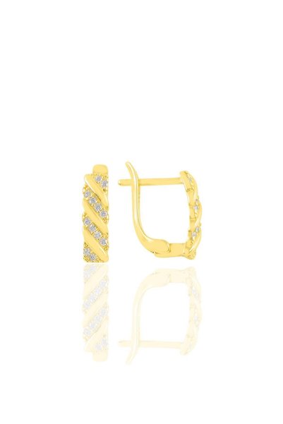 Silver Gold Gilded Zircon Stone J Earrings Sgtl11217Gold