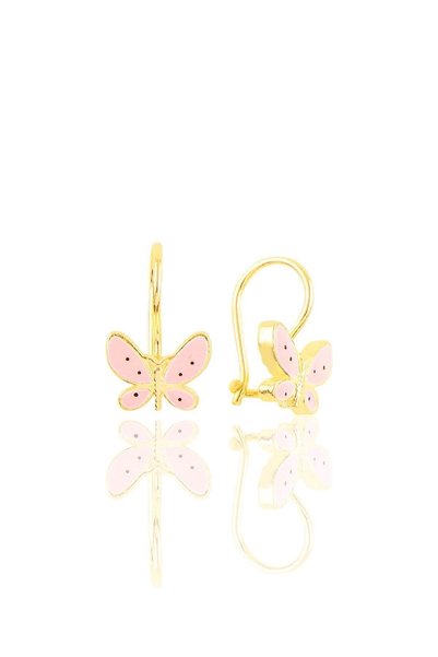 Silver Gold Gilded Enamel Safety Pin Silver Butterfly Children's Earring Sgtl10712Gold