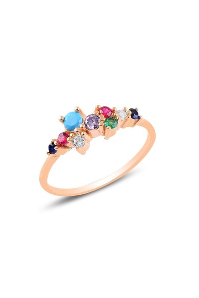 Silver Rose Colored Zircon Stone Lady Silver Ring Sgtl10616