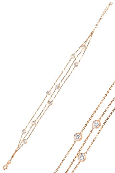Silver Rose Zircon Row Stone Bracelet Sgtl10519rose