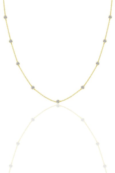Silver Gold Gilded Zircon Row Stone Necklace Sgtl12409Gold
