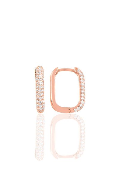 Silver Rose Zircon Stone Trend Earrings. Sgtl10892Rose