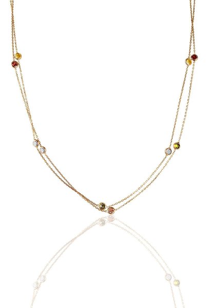 Silver Rose Colored Zircon Row Stone Necklace 100 Cm Sgtl10508rose