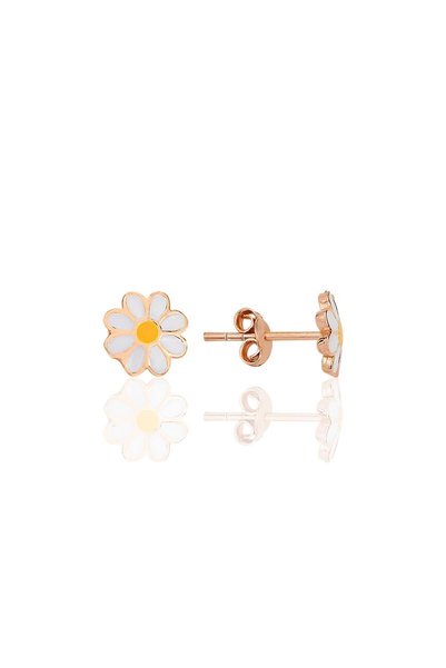 Silver Rose Enamel Daisy Children's Earring Sgtl12366Rose