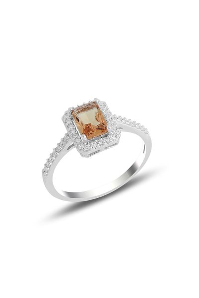 Silver Rhodium Diamond Mounted Zultanite Baguette Stone Ring Sgtl10674