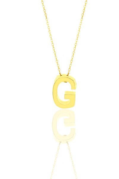 Silver Gold Gilded Three-Dimensional Minimal g Letter Necklace Sgtl11180G