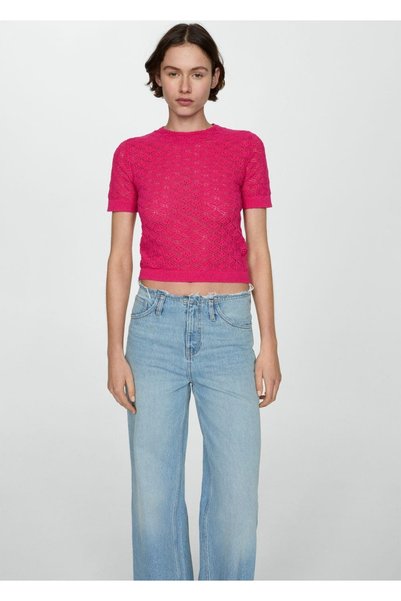 Short-sleeved perforated sweater