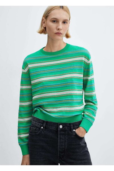 Round neck striped sweater