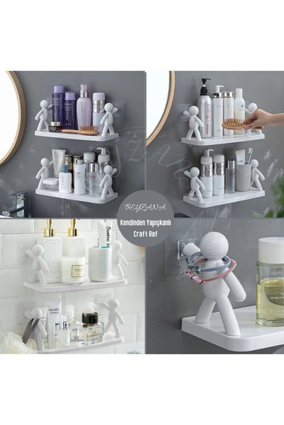2Pcs Craft Bathroom Shelf Self Adhesive Style Spice Rack Organizer Organizer