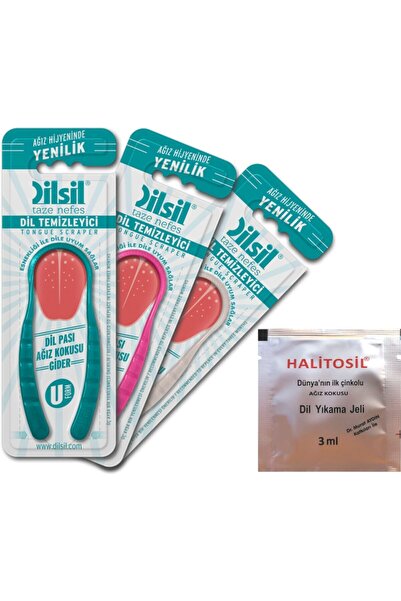 Лажица за чистење на јазик (пакет од 3) + Halitosil гел за јазик против лош здив (3 ml)
