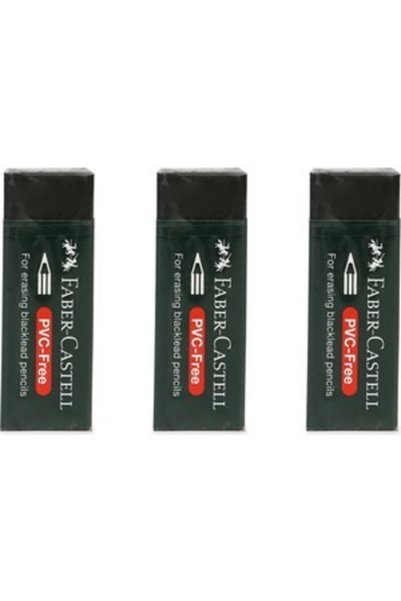 Faber-castell 7089/20 Black Eraser, 3-pack