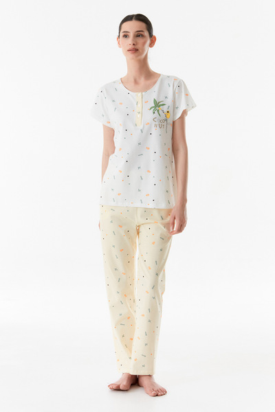 Printed Crew Neck Pajama Set
