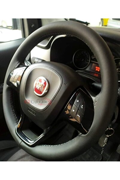 Fiat Doblo компатибилна (2010-2021) навлака за волан со шиење мека црна (38×10.5CM)