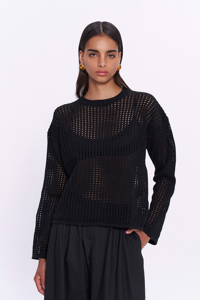 Thin Openwork Knitwear Black