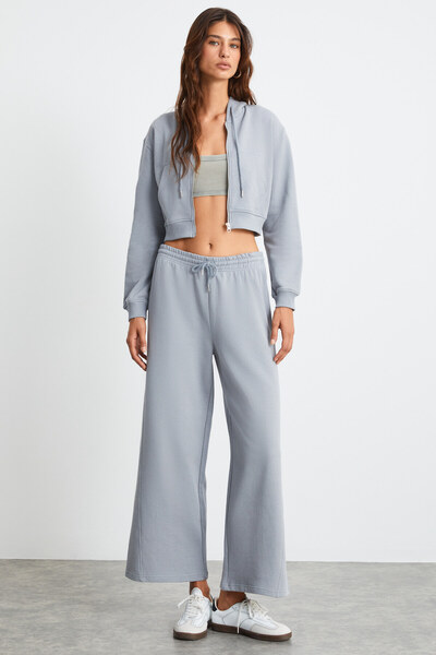 Nelly Women's 3 Thread 100% Organic Cotton Gray Sweatpants