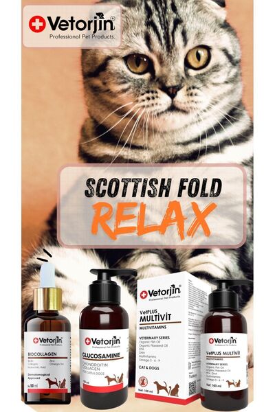 Scottish Fold Relax сет за поддршка на кожа, крзно, зглобови, коски, мускули и имунолошки систем, комплет од 3