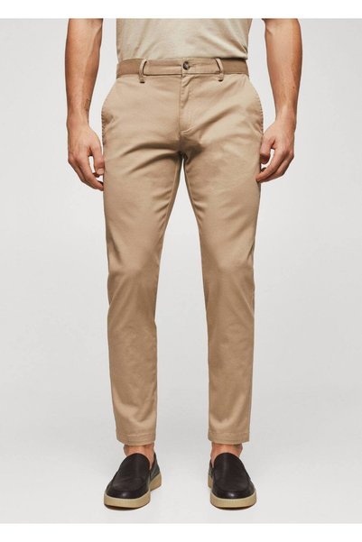 Tapered Cut Cotton Cropped Trousers