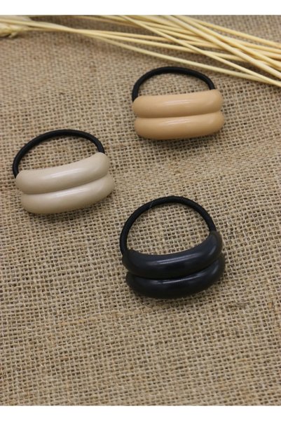 3 Pieces Double Look Curved Rubber Buckle