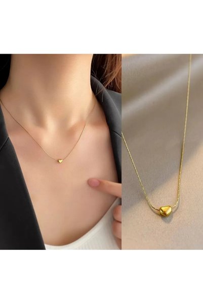 Women's Gold Heart Minimal Necklace 100% Brass Necklace