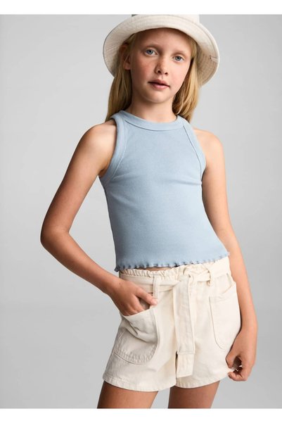 Ribbed T-Shirt with Straps