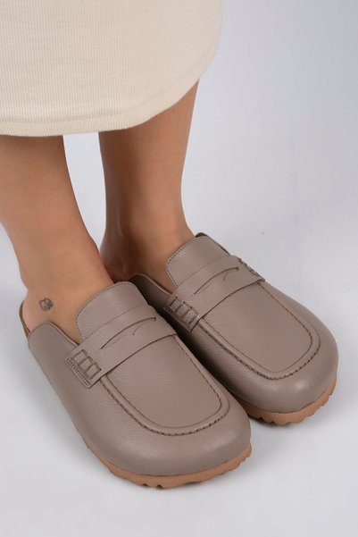 Lori Women's Genuine Leather Laceless Mink Slippers