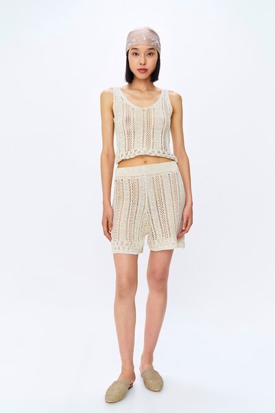 Cream Color Gold Detailed Knitwear Set