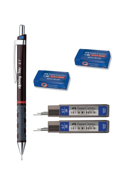 Rotring Tikky 0.7 mm School Set 2 Pieces Faber Castell 0.7 mm Tip + 2 Pieces Faber Castell Eraser