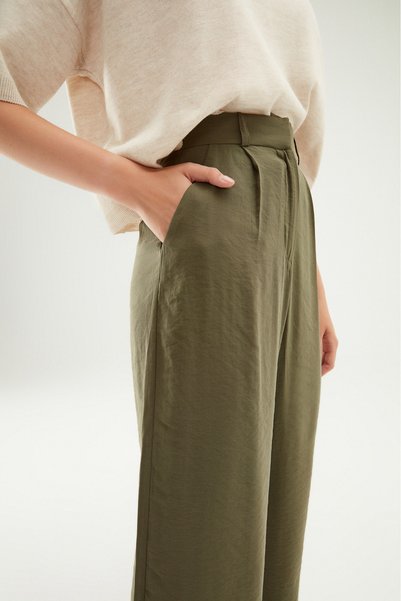 High Waist Wide Leg Pants Khaki