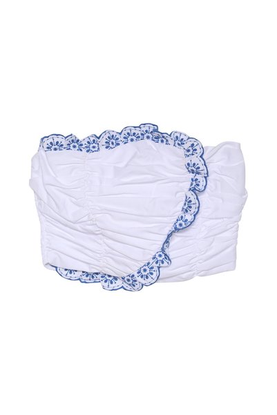 Drape Detailed Strapless Bustier Blouse White