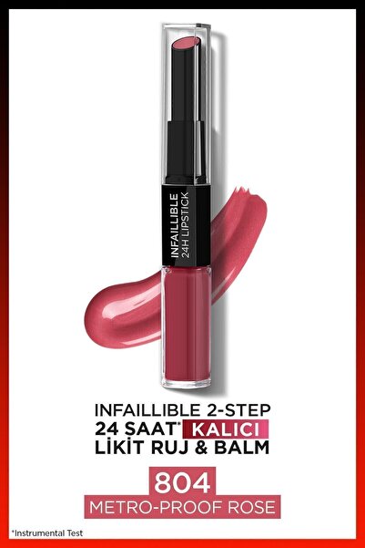 L'oréal Paris Infaillible 2-чекорен долготраен течен кармин и балзам 24 часа - 804 Metro-proof Rose