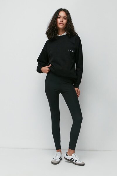 High Waist Long Sports Leggings 9404 Black