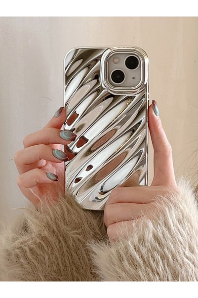 Luxury Case Compatible with iPhone 13 / 14 / 15 Chrome Silver Electroplated Shock-Resistant Soft Cover