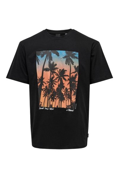 Onskolton Reg Beach Photoprint Ss Tee Men's T-shirt 22028735 Black