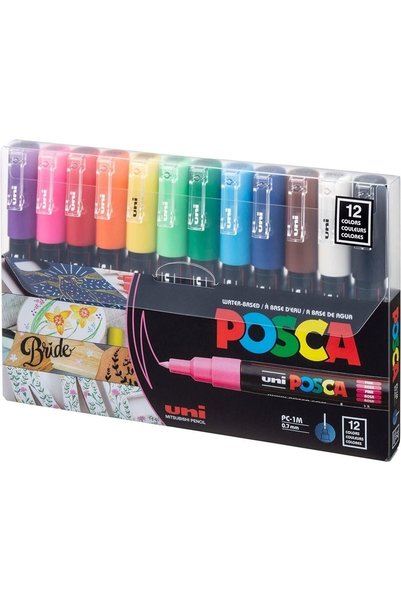 Posca Pc-1m 0.7 Mm.Painting Marker Set 12 Colors