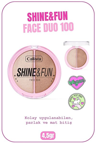 Shine & Fun Face Duo палета со пудра руменило и хајлајтер - 100 Sparkle Crew