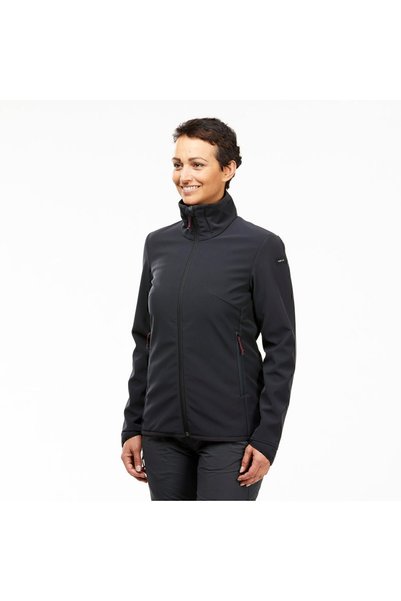 Women's Wind-Breaking Outdoor Softshell Coat - Black - Mt100