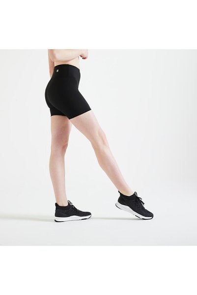 Women's Black Skinny Sports Shorts (BIKER TIGHTS) 100 - Fitness Cardio