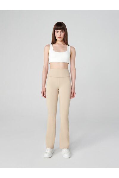 Push up Light Bootcut Gathering Spanish Leg Leggings Sand