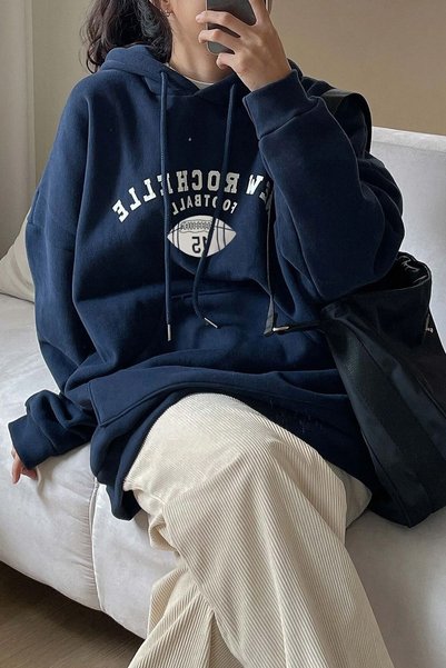 Unisex Football Printed Oversize Sweatshirt