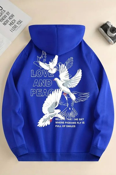 Love and Peace Printed Oversize Sweatshirt