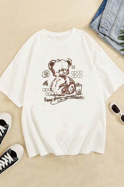 Unisex Bear Bear Printed Design Tshirt