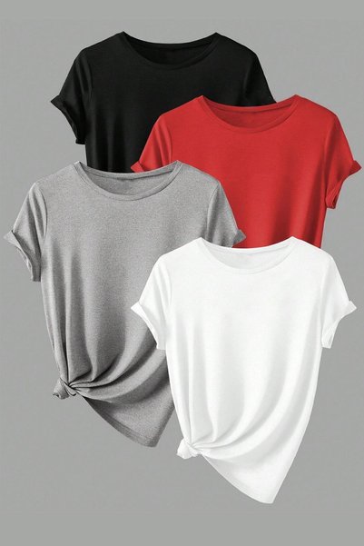Unisex Basic Model 4-Piece T-Shirt