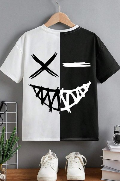 Kids Cartoon Face Cotton Tshirt