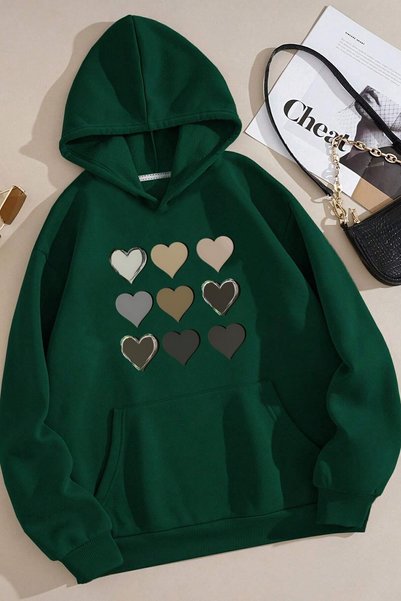 Unisex Oversize Heart Printed Sweatshirt