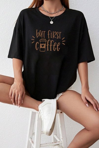 Unisex But First Coffee Design Tshirt