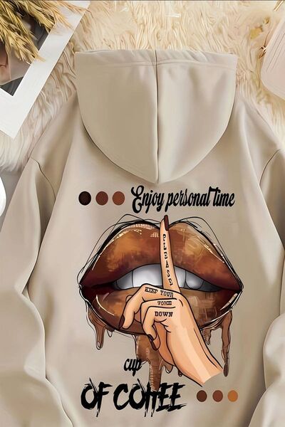 Enjoy Personel Time Printed Oversized Sweatshirt