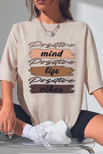 Unisex Mind Life Vibes Printed Oversize T-shirt